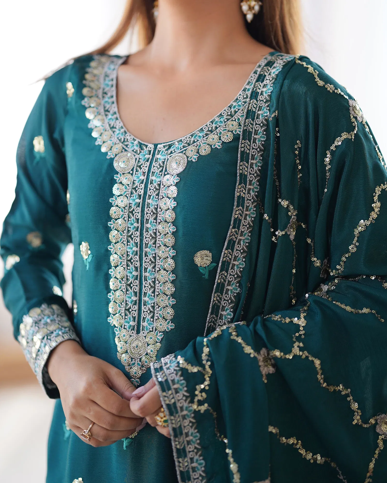 Sp 03 Chinon Silk Thred With Sequnce Work Top Bottom With Dupatta Best Wholesale Shop In Surat